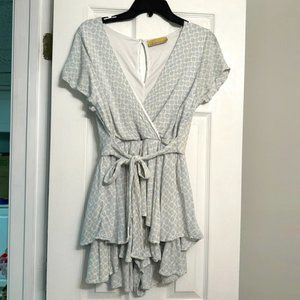 Blue and Cream Flowy Romper